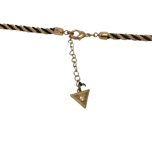 GUESS Knotted Rope Chain Lariat with Tassel Y-Shaped Necklace Gold Black Twist - Picture 5 of 7